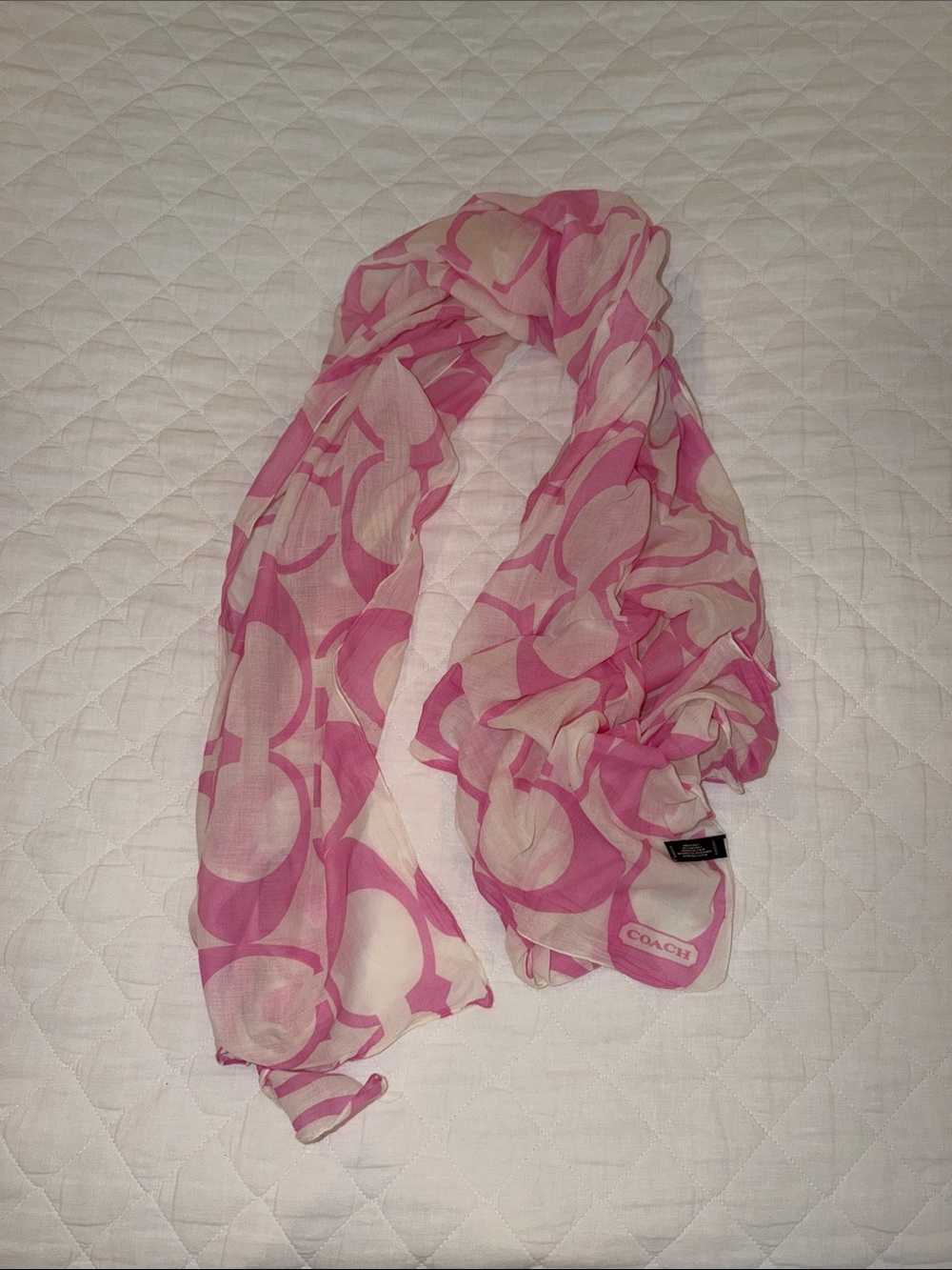 Coach Pink and Cream Signature Scarf